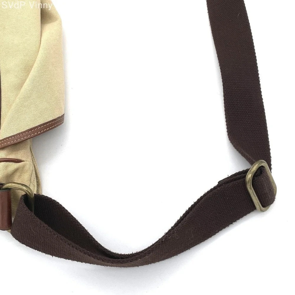 VTG Fossil Cotton Canvas and Leather Oversized Messenger Book Bag Unisex Travel